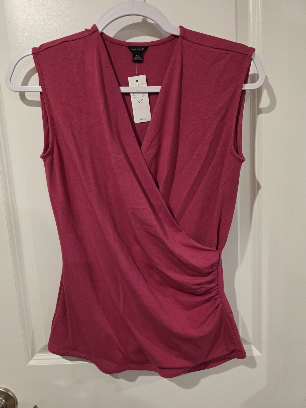 Ann Taylor sleeveless faux-wrap top